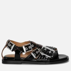 Sandals & Slides|Sandals|Ganni Women's Feminine Leather Strap Sandals - UK 3
