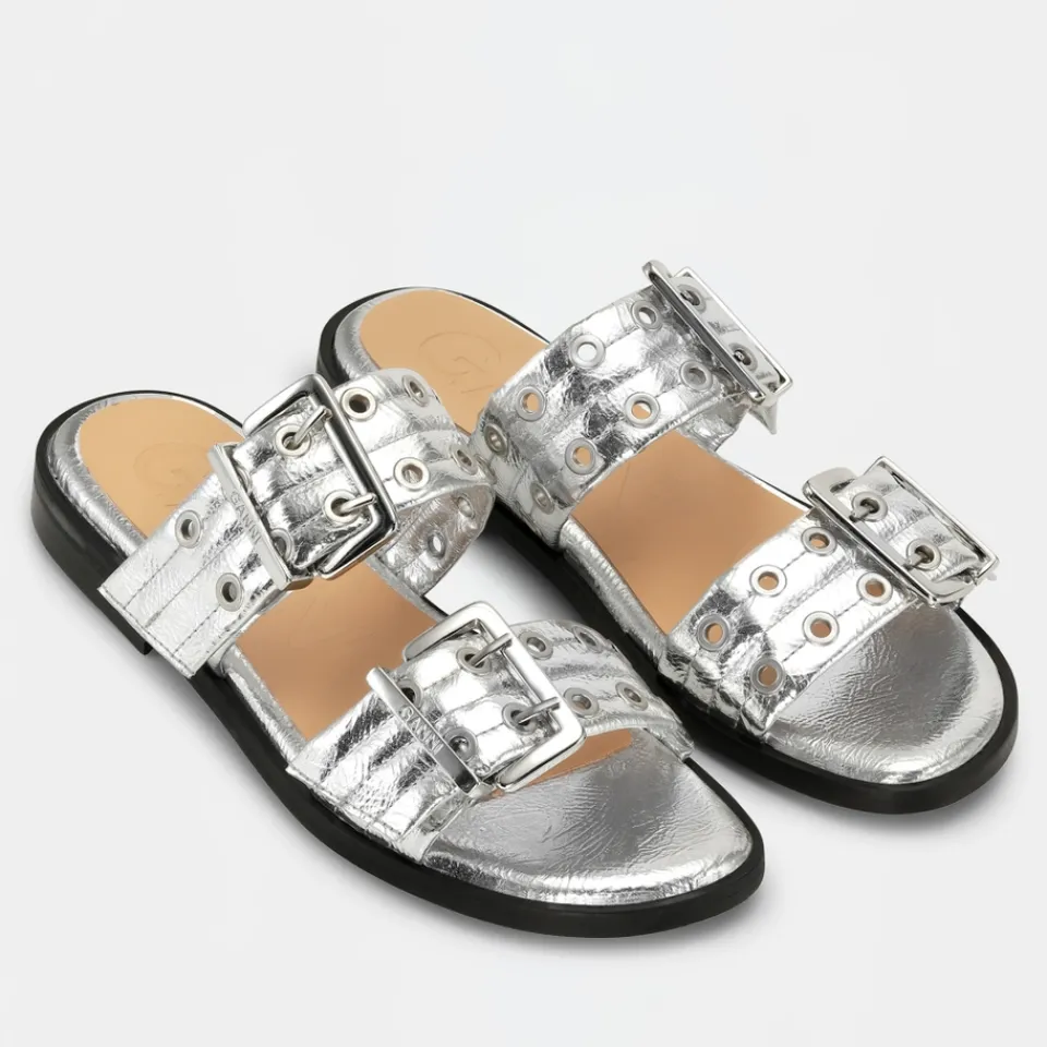 Sandals & Slides|Sandals|Dr. Martens Ganni Women's Feminine Metallic Faux Leather Sandals - UK 3