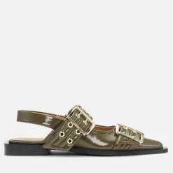 Flats|Ganni Women's Feminine Patent Leather Ballet Shoes - UK 3