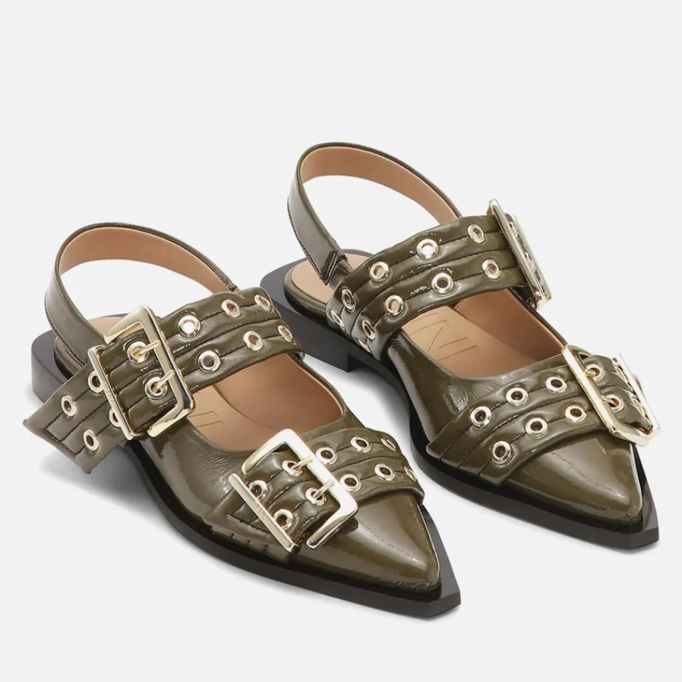 Flats|Ganni Women's Feminine Patent Leather Ballet Shoes - UK 3