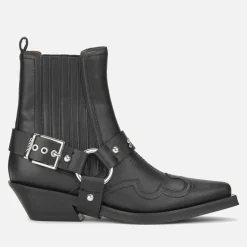 Boots|Ganni Women's Fitted Leather Western Boots - UK 3