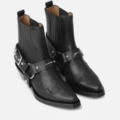 Boots|Ganni Women's Fitted Leather Western Boots - UK 3