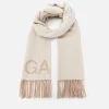 Scarves|Ganni Women's Fringed Wool Scarf - Egret