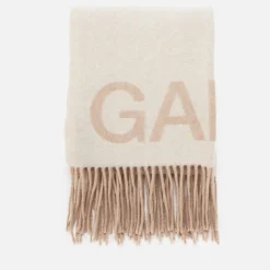 Scarves|Ganni Women's Fringed Wool Scarf - Egret