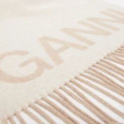 Scarves|Ganni Women's Fringed Wool Scarf - Egret