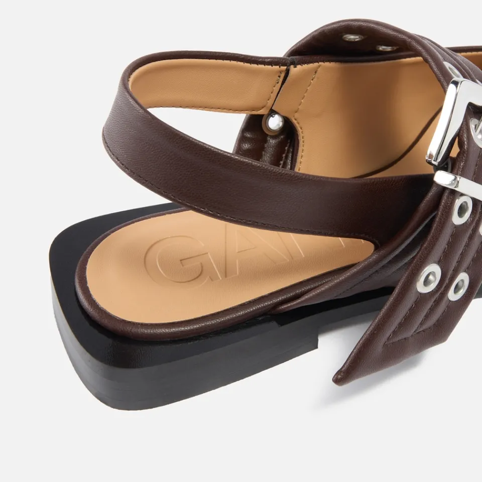 Flats|Ganni Women's Leather Ballet Flats - UK 3