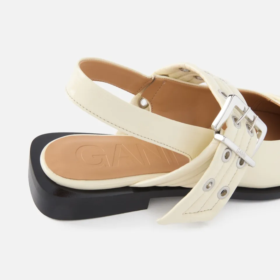 Flats|Ganni Women's Patent Faux Leather Ballet Flats - UK 5