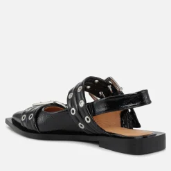 Flats|Ganni Women's Patent Leather Ballet Flats - UK 3