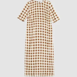 Dresses|Dresses|HAY Ganni Women's Silk Stretch Satin Midi Dress - Toffee - EU 34/UK 6