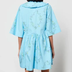 Dresses|Dresses|Ganni x Coggles Floral-Print Organic Cotton Wrap Dress - S/M