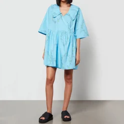 Dresses|Dresses|Ganni x Coggles Floral-Print Organic Cotton Wrap Dress - S/M