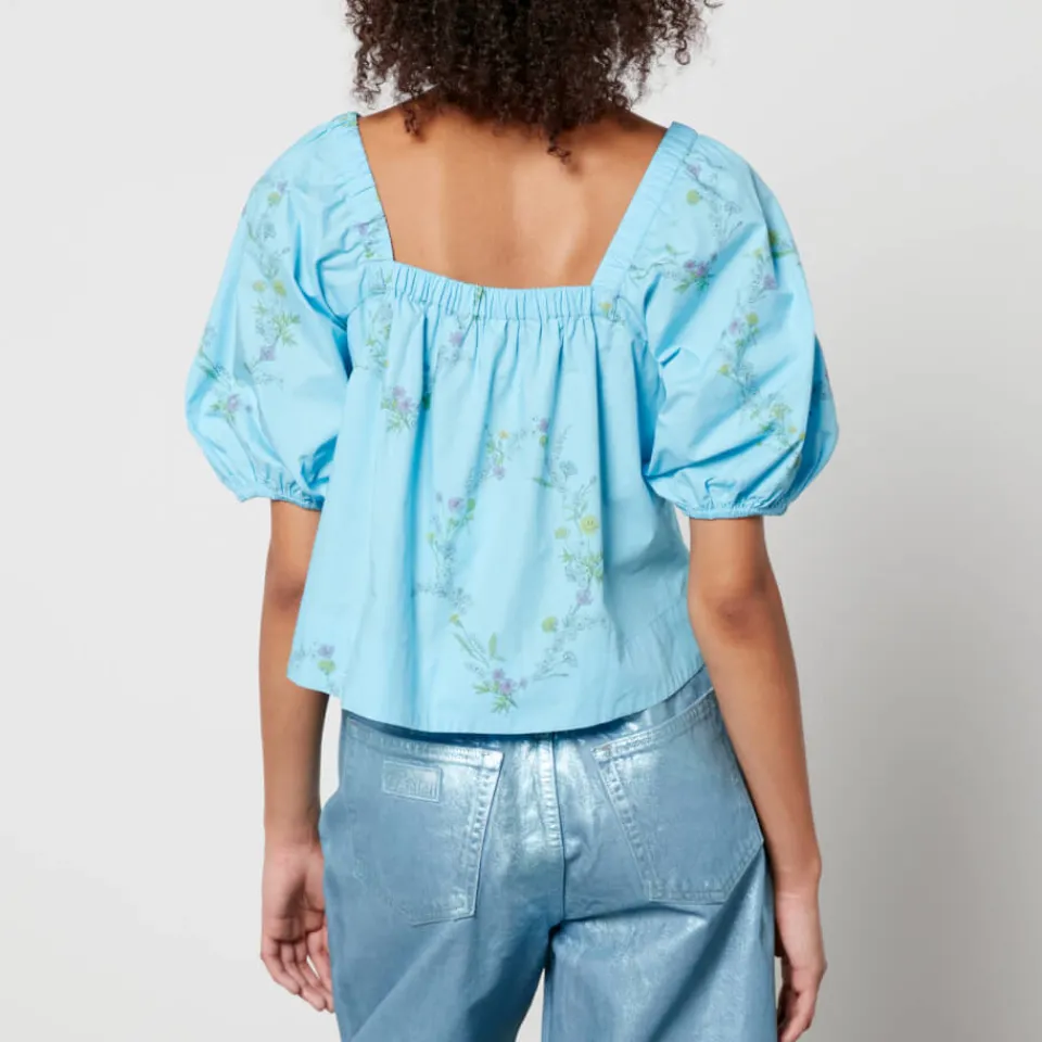 T-Shirts And Tops|Shirts And Blouses|Ganni x Coggles Floral-Print Organic Cotton Blouse - EU 34/UK 6