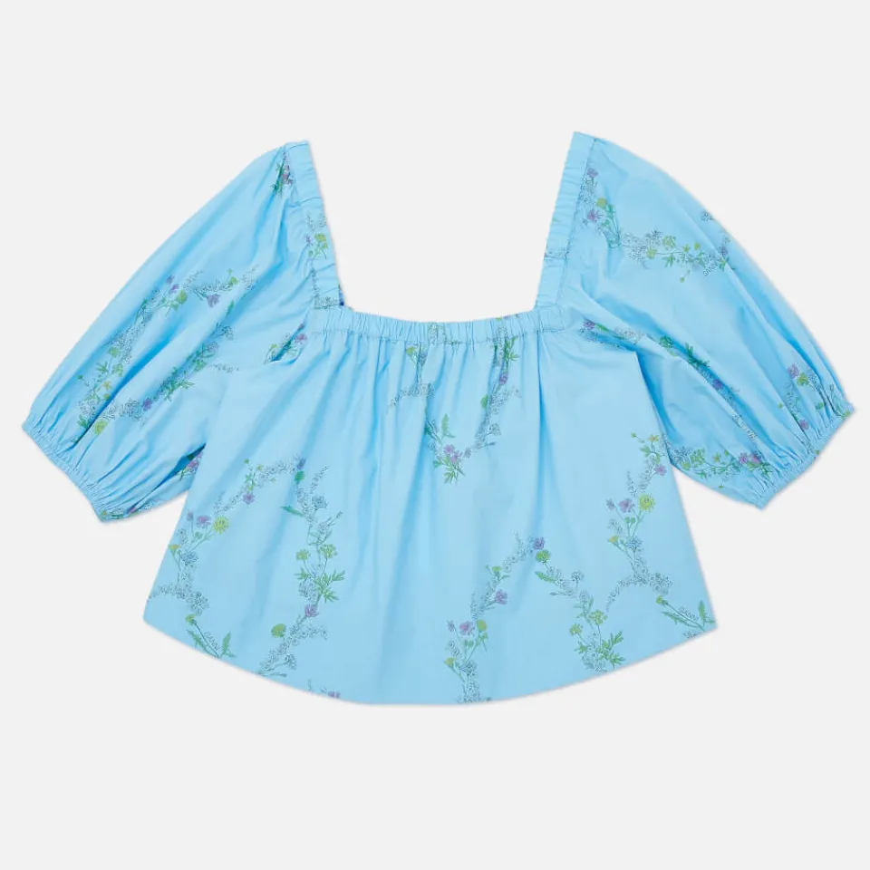 T-Shirts And Tops|Shirts And Blouses|Ganni x Coggles Floral-Print Organic Cotton Blouse - EU 34/UK 6