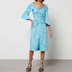 Dresses|Dresses|ROTATE Birger Christensen Ganni x Coggles Floral-Print Organic Cotton Midi Dress - EU 34/UK 6