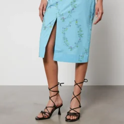 Dresses|Dresses|ROTATE Birger Christensen Ganni x Coggles Floral-Print Organic Cotton Midi Dress - EU 34/UK 6