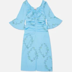 Dresses|Dresses|ROTATE Birger Christensen Ganni x Coggles Floral-Print Organic Cotton Midi Dress - EU 34/UK 6