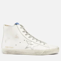 Trainers|Veja Golden Goose Francy Distressed Leather and Suede High-Top Trainers - UK 3