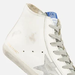 Trainers|Veja Golden Goose Francy Distressed Leather and Suede High-Top Trainers - UK 3