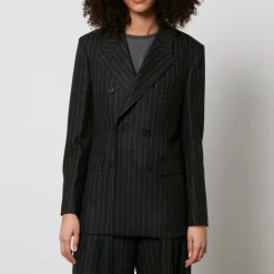 Jackets|Coats|Dr. Martens Golden Goose Journey W's Double-Breasted Pinstriped Wool-Blend Blazer - IT 40/UK 8