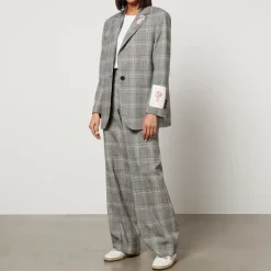 Trousers|Dr. Martens Golden Goose Prince of Wales Checked Wool-Blend Trousers - IT 40/UK 8