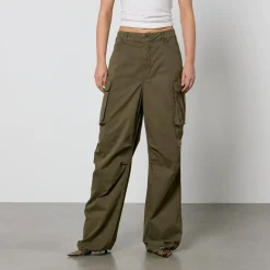 Trousers|Ganni Good American Baggy Cotton-Blend Canvas Cargo Trousers - US 12/UK 16