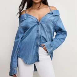 Shirts And Blouses|T-Shirts And Tops|Good American Denim Off-The-Shoulder Shirt - XL