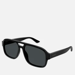 Sunglasses|Sunglasses|Birkenstock Gucci Minimal Logo Acetate Aviator Sunglasses