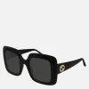 Sunglasses|Sunglasses|Dr. Martens Gucci Women's GG Square Frame Acetate Sunglasses - Black/Black/Grey