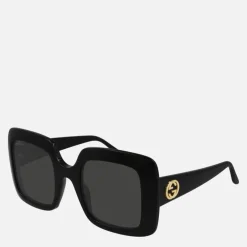 Sunglasses|Sunglasses|Dr. Martens Gucci Women's GG Square Frame Acetate Sunglasses - Black/Black/Grey
