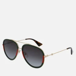 Sunglasses|Sunglasses|Dr. Martens Gucci Women's Metal Aviator Sunglasses - Gold/Green