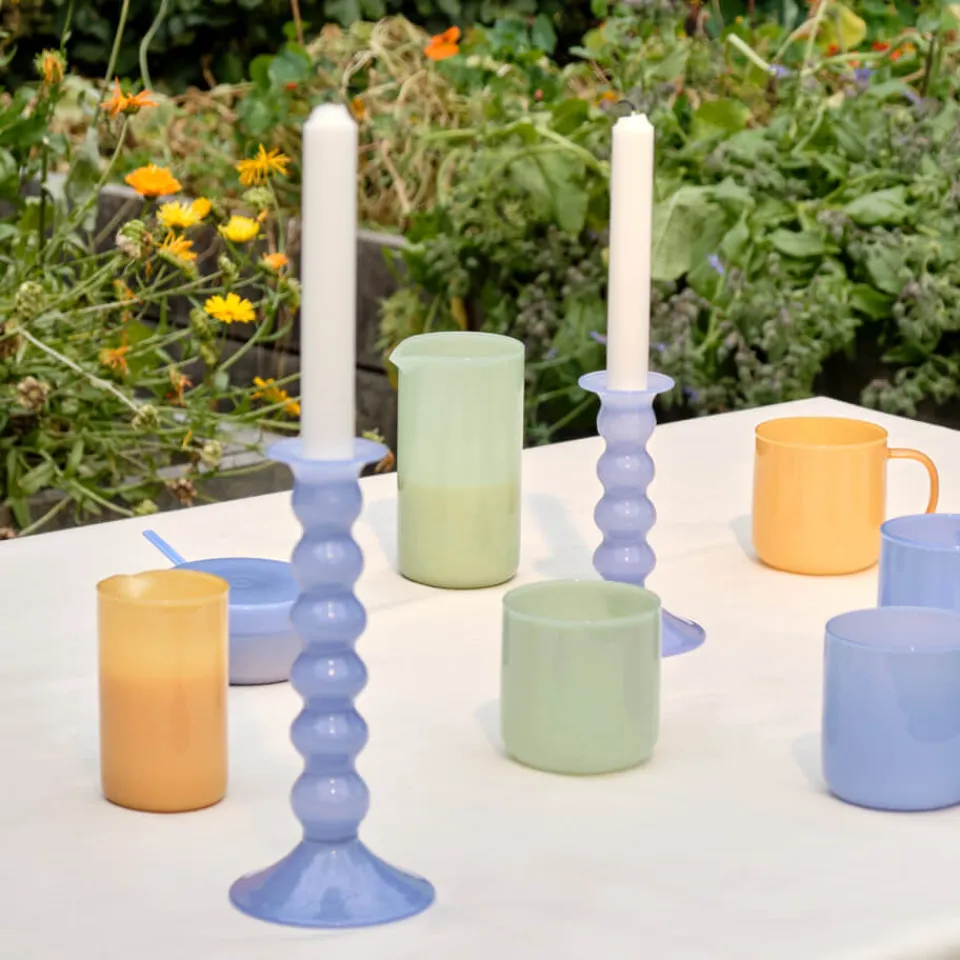 Dining|HAY Wavy Candleholder - Medium - Light Blue