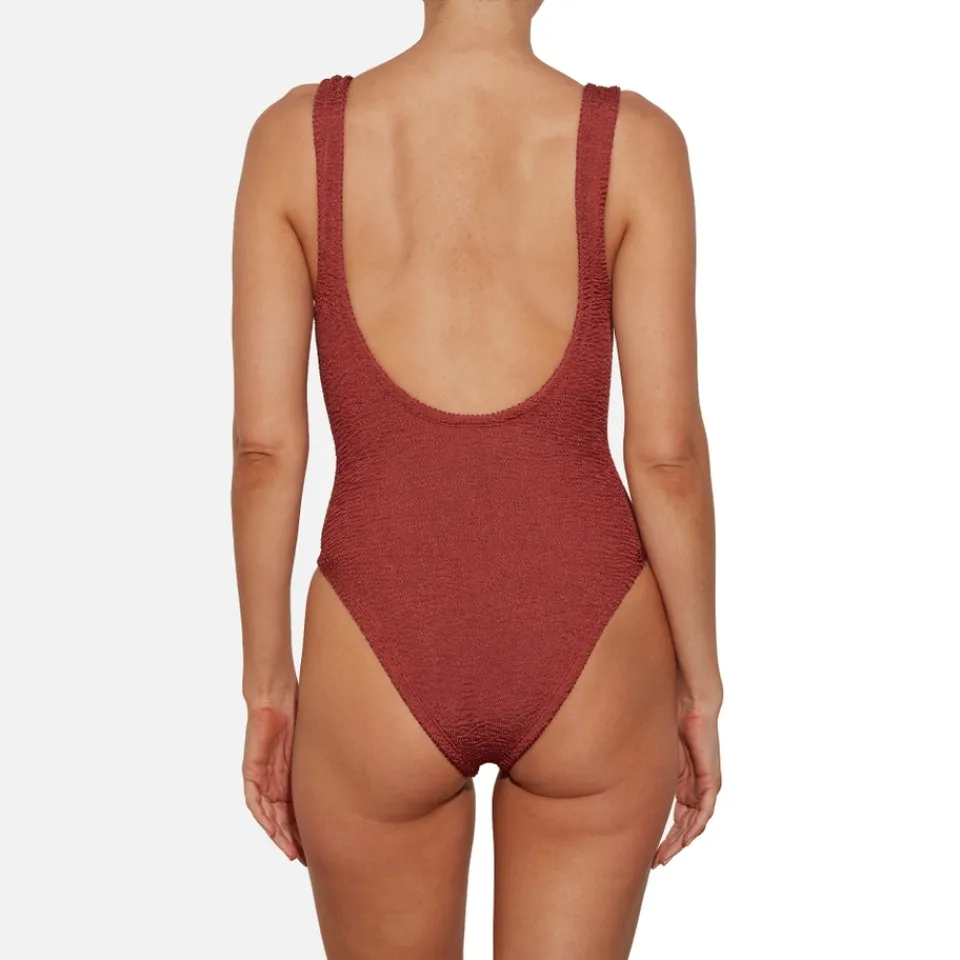 Swimwear|Swimwear|Hunza G Domino Metallic Seersucker Swimsuit