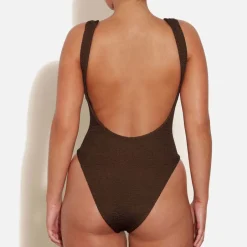 Swimwear|Swimwear|Hunza G Metallic Seersucker Square Neck Swimsuit