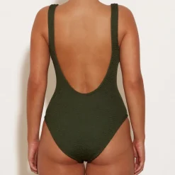 Swimwear|Swimwear|Anine Bing Hunza G Square Neck Crinkle™ Seersucker Swimming Costume