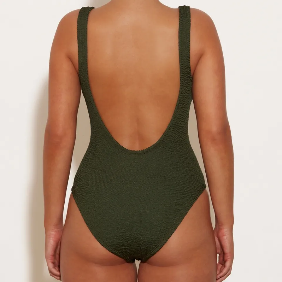Swimwear|Swimwear|Anine Bing Hunza G Square Neck Crinkle™ Seersucker Swimming Costume