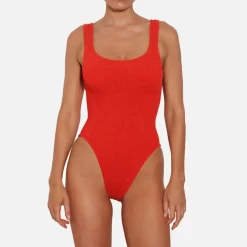 Swimwear|Swimwear|Hunza G Square Neck Seersucker Swimsuit