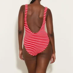 Swimwear|Swimwear|Hunza G Square-Neck Stretch-Seersucker Swimsuit