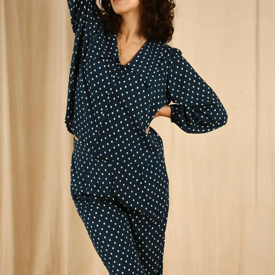 Loungewear|Sleeper it's 9pm Frenchie Polka Dot Rayon Pyjama Set - 10
