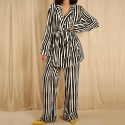 Loungewear|it's 9pm Pamela Striped Crepe Pyjama Set - 8