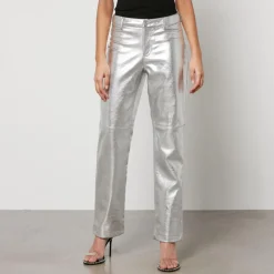 Trousers|See By Chloé Jakke Cindy Metallic Faux Leather Straight-Leg Trousers - XS