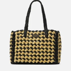 Bags|Holiday Bags|Kate Spade New York High Tide Striped Crochet Raffia Medium Tote Bag