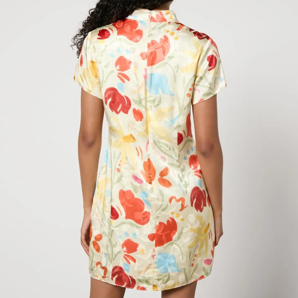 Dresses|Dresses|Ganni Kitri Gretchen Floral-Print Satin-Jacquard Mini Dress - UK 12