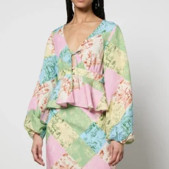 T-Shirts And Tops|Shirts And Blouses|Ganni Kitri Irene Toile De Jouy Lyocell-Blend Top - UK 6