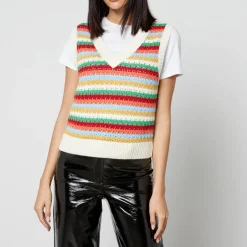 Knitwear|Kitri Winona Striped Crocheted Cotton-Blend Vest - XS