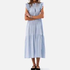 Dresses|Dresses|Lollys Laundry Harriet Striped Cotton-Poplin Maxi Dress - S