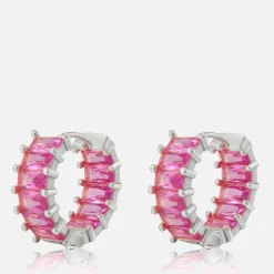 Jewellery|Rotate Sunday Luv AJ Ballier Huggies Silver-Plated Crystal Earrings