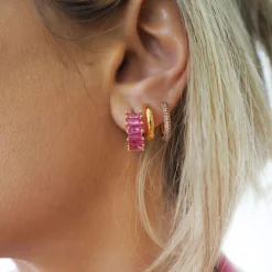 Jewellery|Rotate Sunday Luv AJ Ballier Huggies Silver-Plated Crystal Earrings