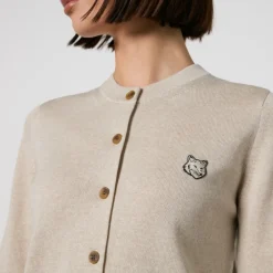 Knitwear|Maison Kitsuné Bold Fox Head Patch Wool Cardigan - S