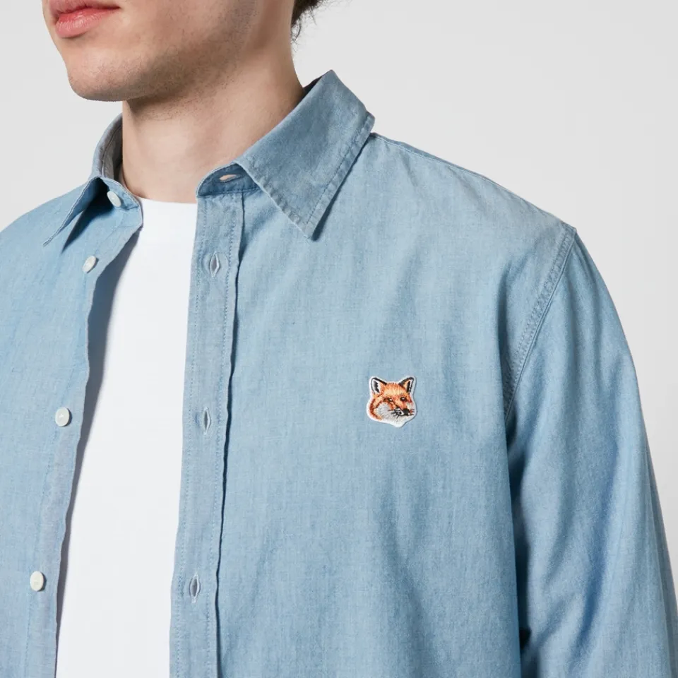 Shirts|Shirts|Maison Kitsuné Fox Head Classic Cotton Shirt - 39/15.5 Inches