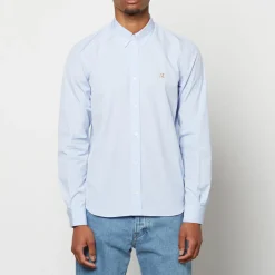 Shirts|Shirts|Maison Kitsuné Men's Fox Head Embroidery Classic Shirt - Light Blue - 38/15 Inches